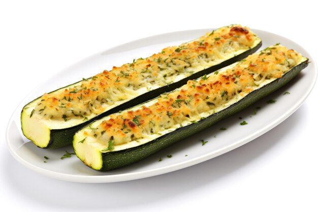 Gevulde courgette geïsoleerd op een witte achtergrond