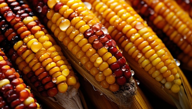 Gewas maïs close-up vegetariër gezonde cob groente rijp geel graan ingrediënt eten landbouw rauw zoete oogst natuur verse biologische maïs voedsel