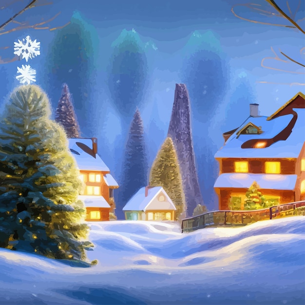 Geweldig sprookjesachtig kersthuis versierd met kerstverlichting in een magisch dennenbos Ongebruikelijk