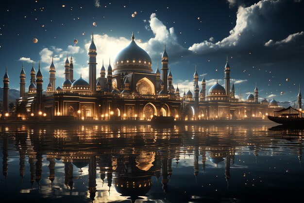 Geweldige gebouwen van moskee in ramadan vibes Ramadan kareem eid mubarak islamitische moskee