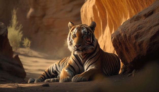 Geweldige tijger in de natuurhabitatTiger pose tijdens generatieve AI