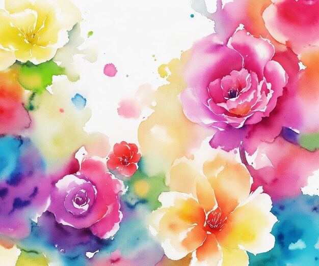 geweldige veelkleurige kleurrijke bloemenachtergrond die op papier HD aquarelbeeld schildert