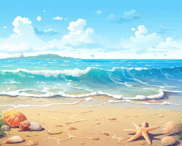 Geweldige zomer strand illustratie achtergrond zomer strand kunstwerk