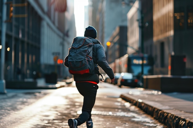 gewogen rugzak wandelen sport lopen in de stad