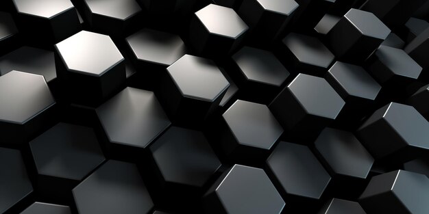 Gexagonal cube black digital background Generative Ai