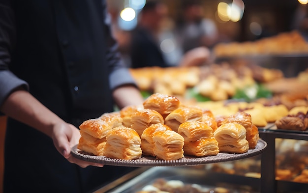 Gezamenlijke catering buffet eten binnen in restaurant