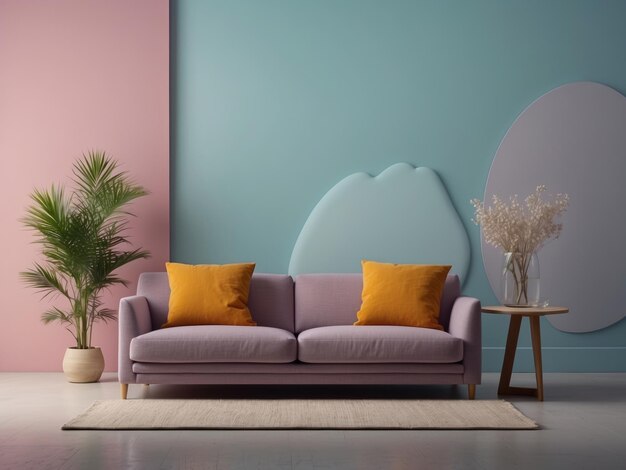 Foto gezellig en prachtig interieurontwerp in pastelkleuren