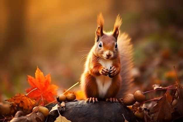 Gezellig herfsttafereel in rood en oranje