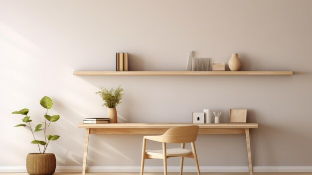 Gezellig minimalistisch kantoor met een licht eiken bureau