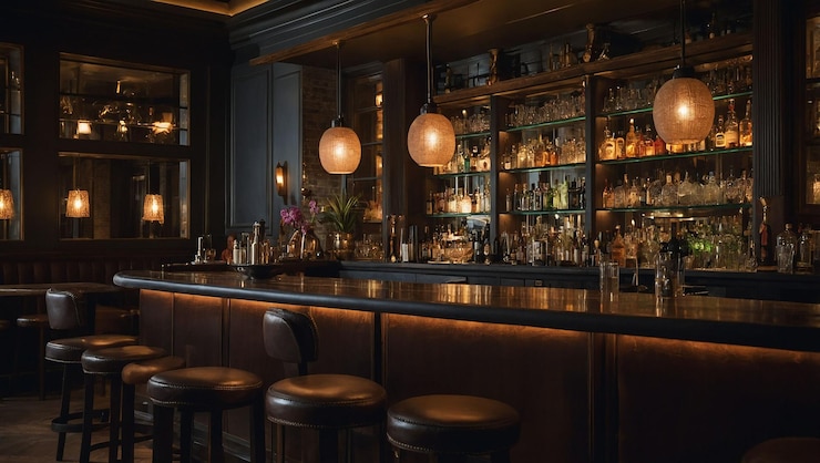 Foto gezellige avond in de cocktailbar met met verschillende