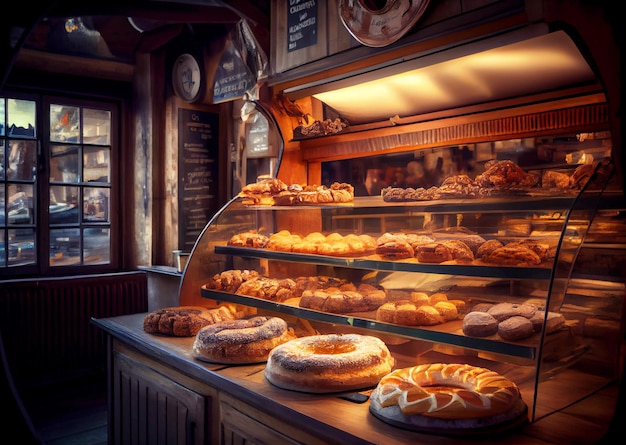 Gezellige etalage in bakkerij winkel