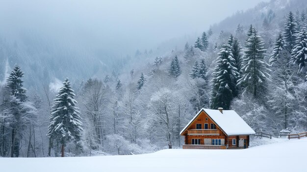 Gezellige hut in het winterwonderland