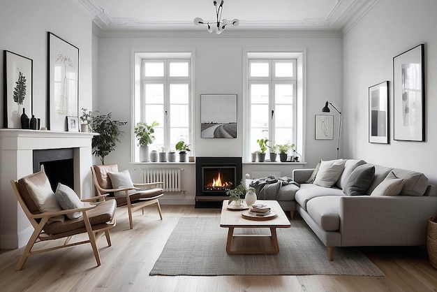 Foto gezellige scandinavische woonkamer