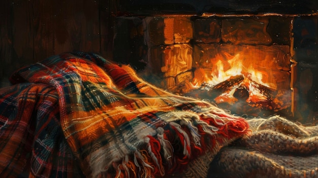 Foto gezellige vuren en warme dekens bieden een vertroostende ontsnapping van het koude winterweer