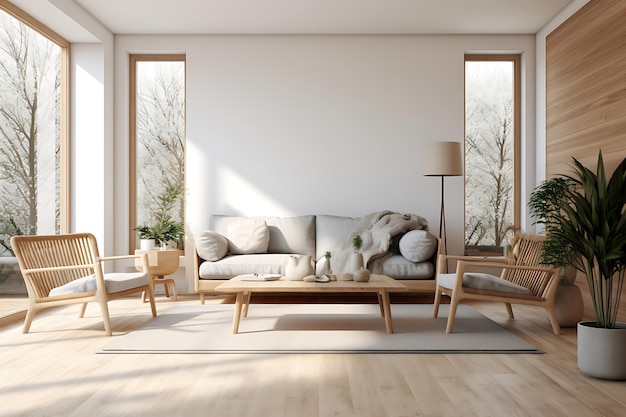 Gezellige woonkamer interieur 3D-rendering