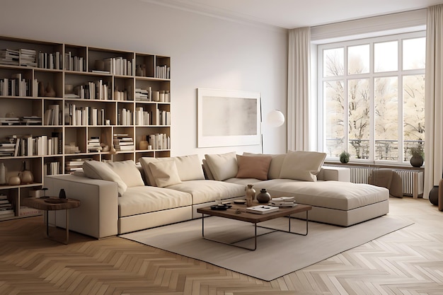 Gezellige woonkamer interieur 3D-rendering