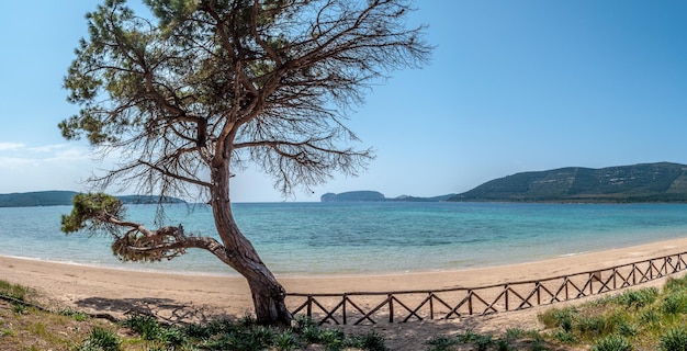 Gezicht op Capo Caccia vanaf het strand van Mugoni