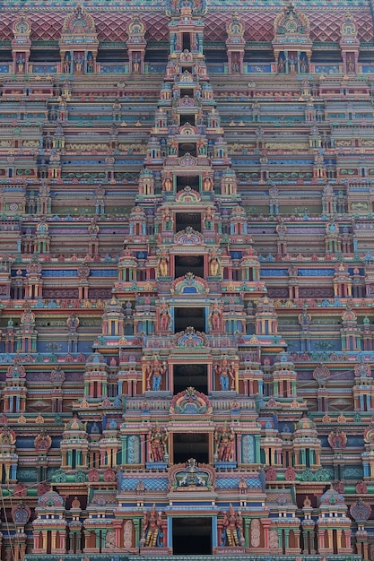 Gezicht op de Sri Ranganathar Swamy-tempel in Srirangam Trichy