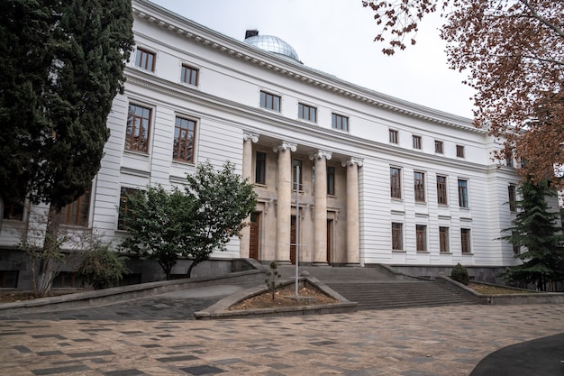 Gezicht op de Staatsuniversiteit van Tbilisi, opgericht in 1918. Onderwijs.