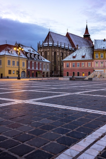 Gezicht op de Zwarte Kerk in Brasov