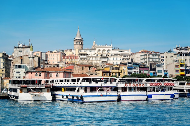Gezicht op Istanbul vanaf een schip Turkije