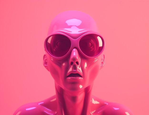 Gezicht roze fantasie persoon buitenaards mooi portret science fiction kunst illustratie Generatieve AI