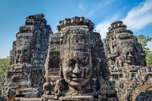 Gezichten van de tempel bayon, angkor, cambodja