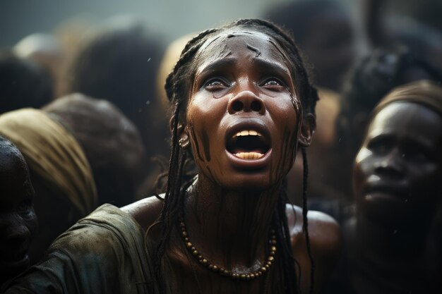 Foto gezichten van sterkte volharding in afrikaanse tegenslagen