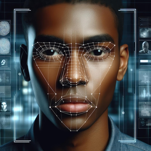 gezichtsherkenningstechnologie scant en detecteert het gezicht van mensen voor identificatie