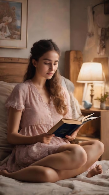 Gezinslezing voor het slapen gaan mooie jonge moeder die een boek voorleest aan haar dochter