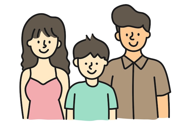 Gezinsportret png sticker ouders en zoon doorzichtige achtergrond
