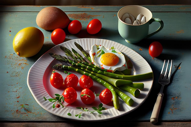 Gezond ontbijt met asperges