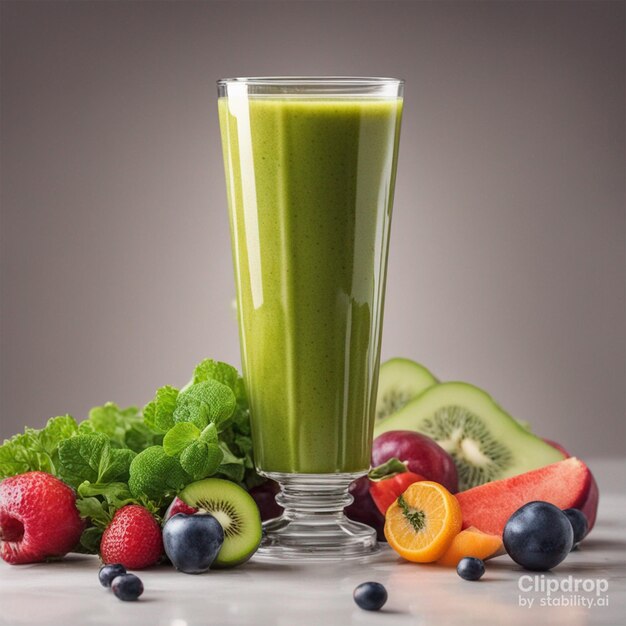 Gezond vers fruit groene smoothie in glas