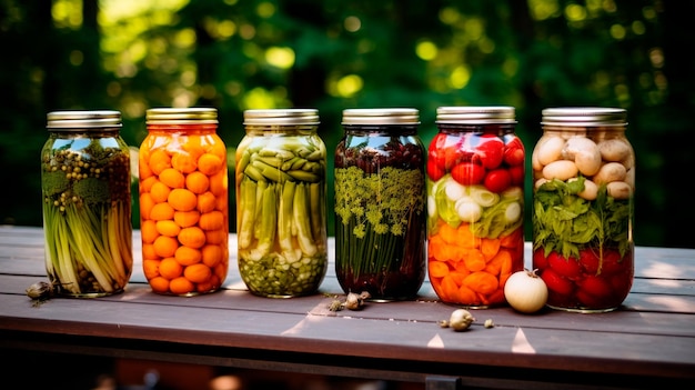 gezond voedsel biologisch voedsel groenten en kruiden in potten op een houten tafel