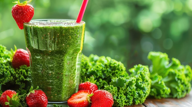 Gezonde aardbeienkool smoothie