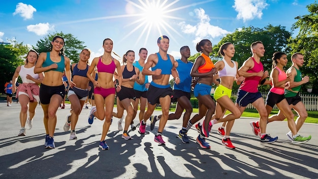 Gezonde atleten lopen op een zonnige dag