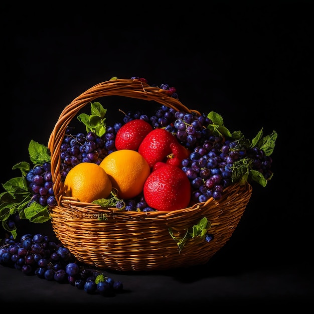 Gezonde en biologische fruitmand gemaakt door Ai