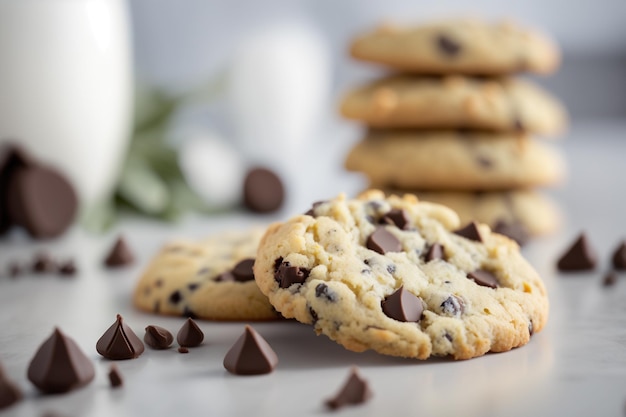 Gezonde en glutenvrije chocoladekoekjes gemaakt met amandelmeel op witte tafel