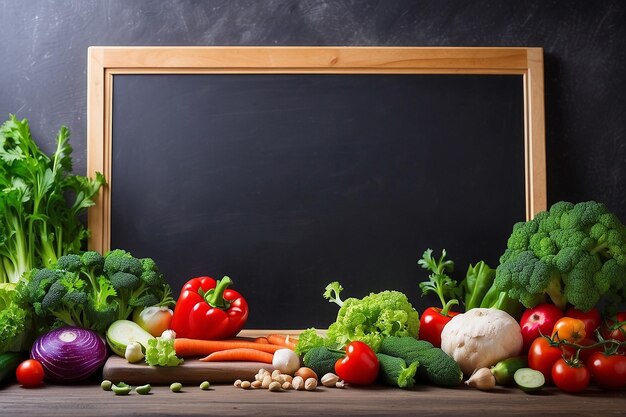 Gezonde en kleurrijke groenten voor een veganistisch en vegetarisch dieet met een bord voor het dieet