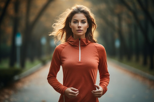 gezonde en mooie jonge runner vrouw in sportkleding buiten trainen in het park