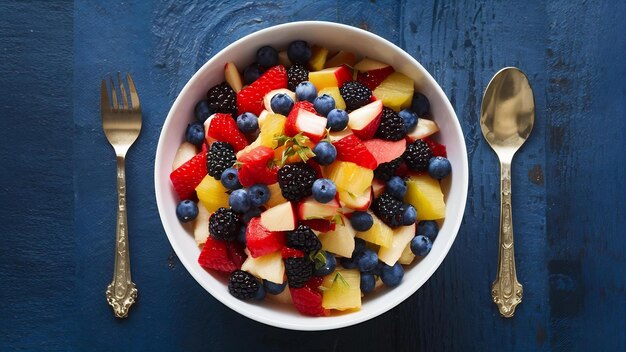 Gezonde fruit- en bessensalade op tafel