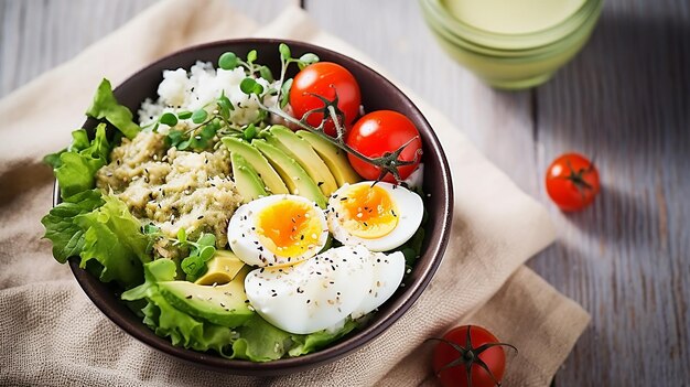 Gezonde stevige salade van tonijn en foto's van het gezonde maaltijdmenu