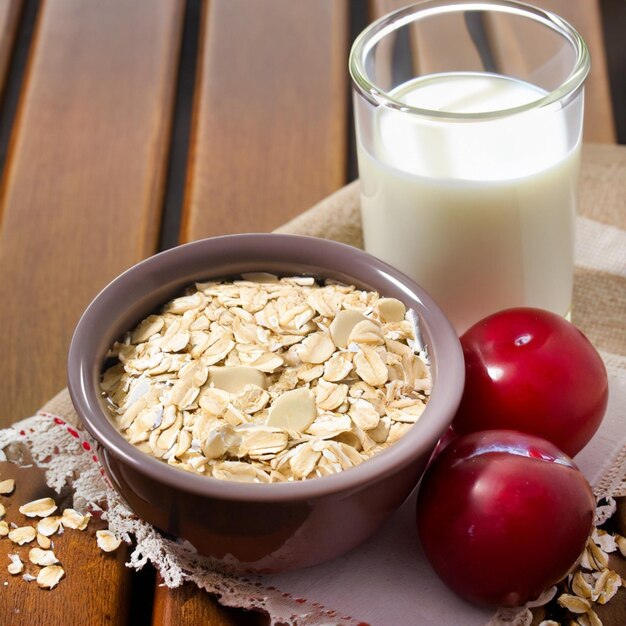 Foto gezonde voeding menu haver met melk gezond eten