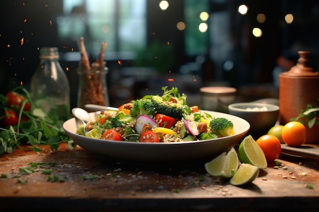 Gezonde voedselfotografie in veganistische en vegetarische gerechten