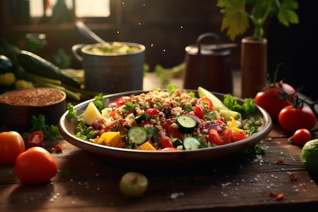 Gezonde voedselfotografie in veganistische en vegetarische gerechten