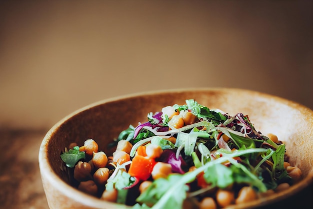 Gezonde zelfgemaakte kikkererwten en groentesalade dieet vegetarisch veganistisch eten en vitamine