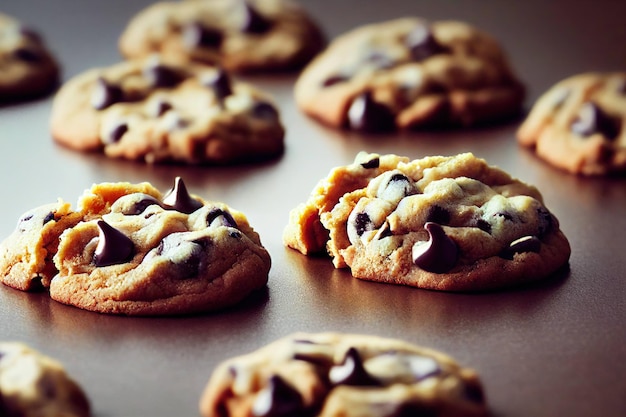 Gezonde zelfgemaakte taarten Havermoutkoekjes met druppels en stukjes chocolade