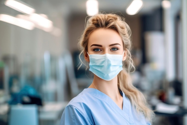 Gezondheidswerker met een beschermend gezichtsmasker