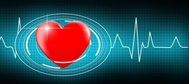 Gezondheidszorg hart technologie concept met medische iconen 3d 3d illustratie 3d rendering