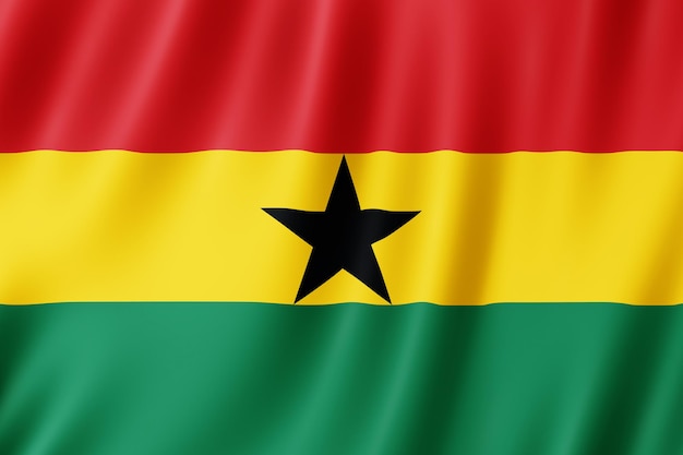 Ghana vlag zwaaien in de wind.